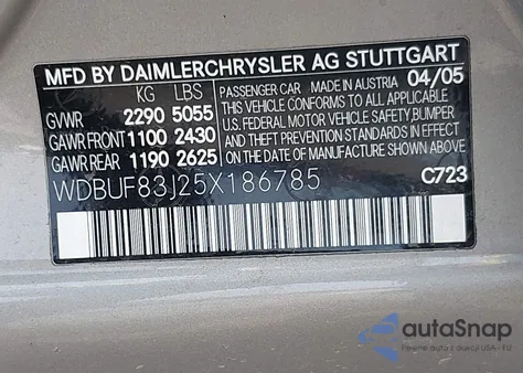 2005 Mercedes-Benz E 500 4Matic из США, поврежденный, VIN WDBUF83J25X186785